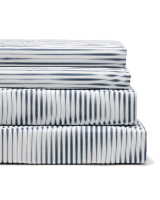 100% Cotton Navy French Ticking Bed Sheets