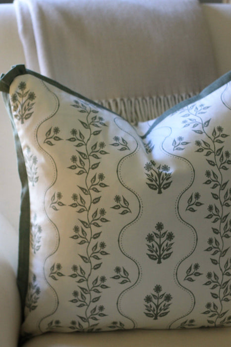 Elizabeth Pillow Covers in Spruce with Spruce Flange