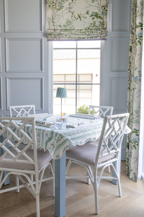 Scalloped Square Table Topper - Boxwood Garden - Sage