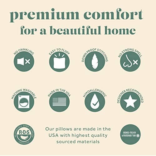 ComfyDown Decorative Throw Pillow Insert, Down - Square: 22X22