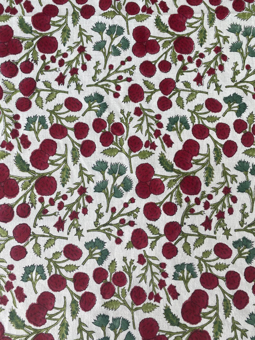 Garnet Red Hand Block Print Tablecloth - 80" x 120"