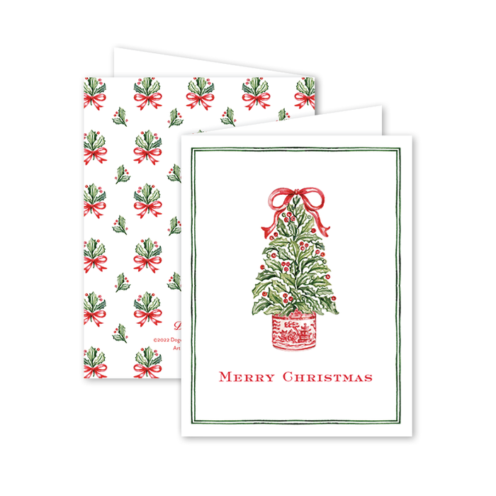 Holly Ribbons Tree: Single Card