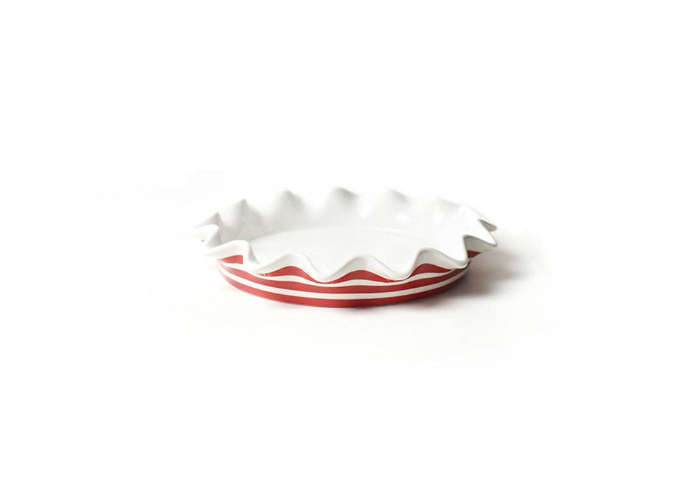 Red Stripe 8" Ruffle Pie Dish