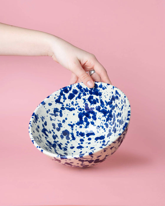 Blue Splatter Salad Bowl