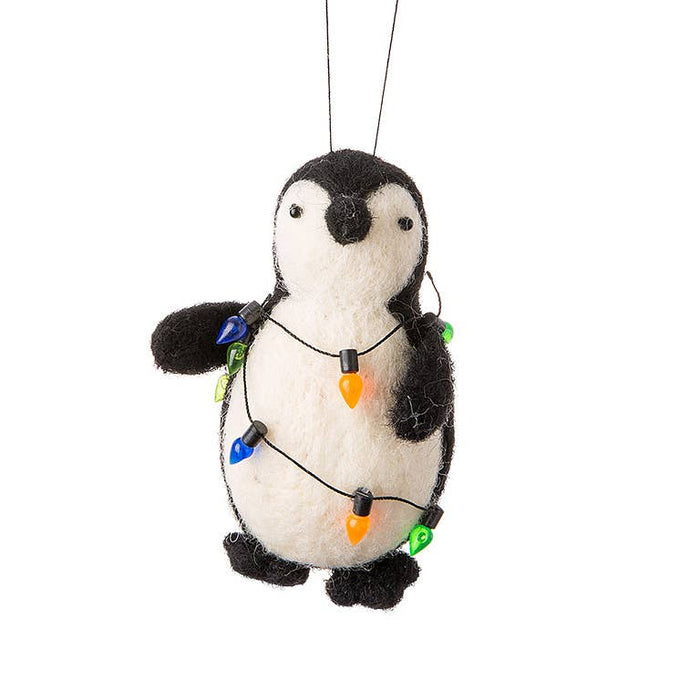 Penguin wrapped in Lights Ornament
