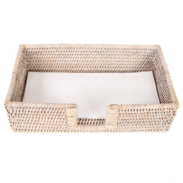 Rattan Guest White Wash Towel/Napkin Holder