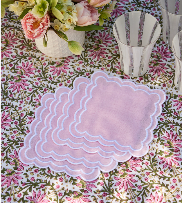 Pink Scalloped Cocktail Napkins