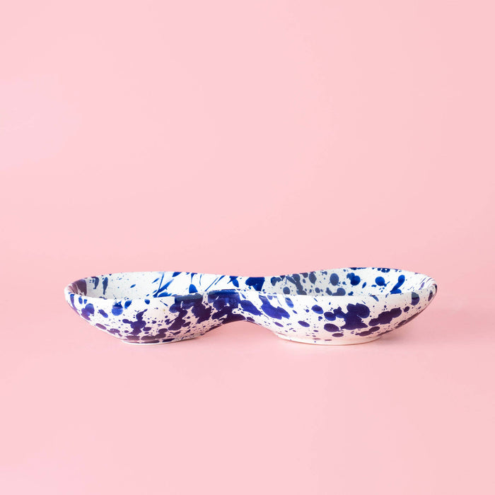Blue Splatter Snack & Dip Serving Bowl