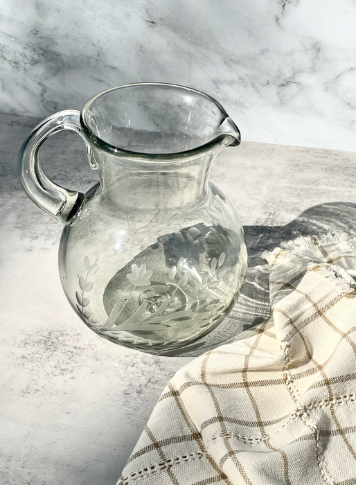 Hand-etched Blown Pitcher