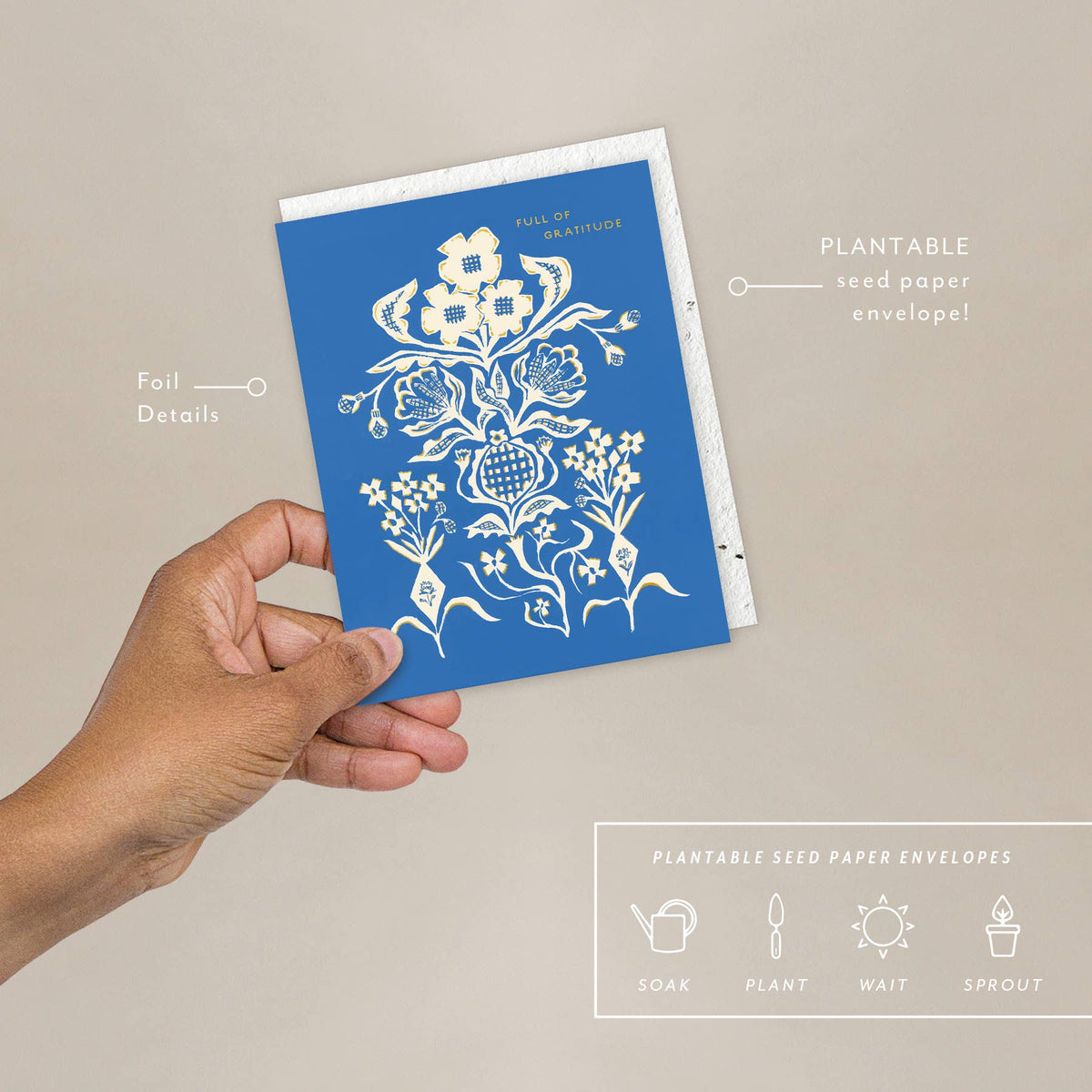 Blue Flower Bouquet - Thank You Card