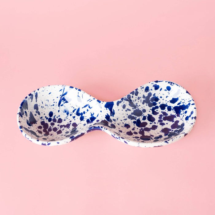Blue Splatter Snack & Dip Serving Bowl