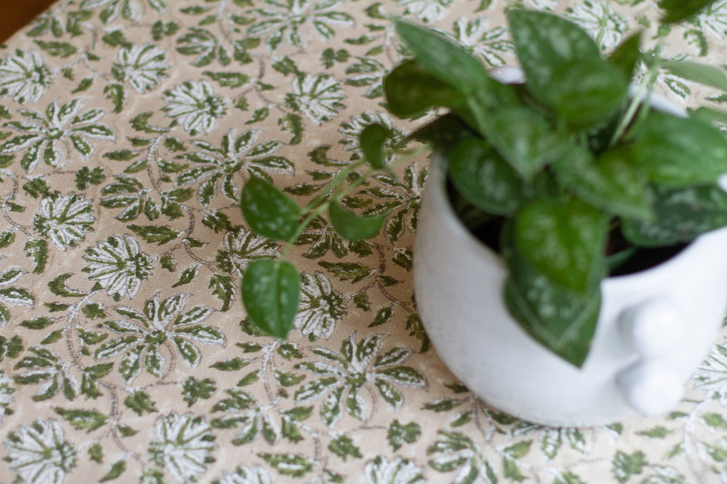 Woven Floral in Olive Tablecloth