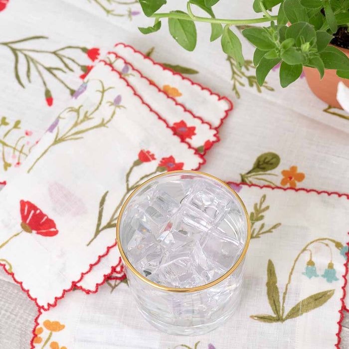 Botanical Garden Linen Cocktail Napkin - Set of 4
