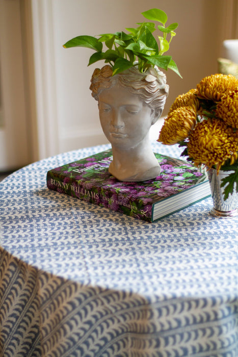 Endless Fleur Tablecloth in Dusty Blue: Rectangular 70" x 120"