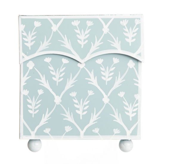 Pale Blue and White Scalloped Tissue Box