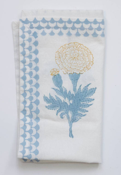 New Splash Blue Block Printed Dinner & Cloth Napkin