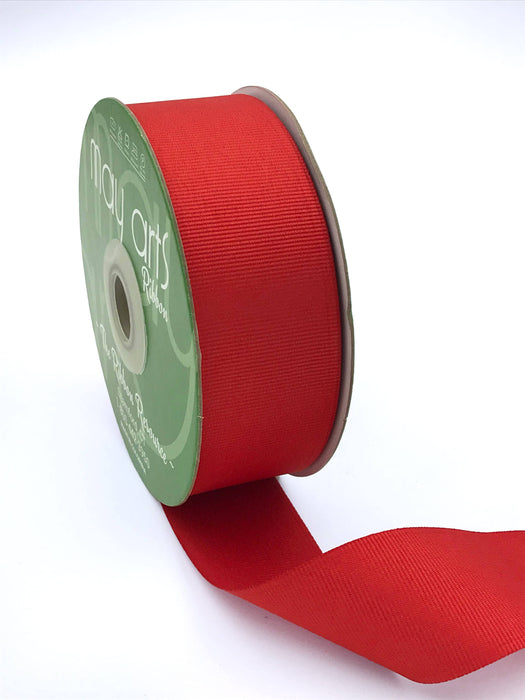 1.5" Bright Red Woven Grosgrain Ribbon