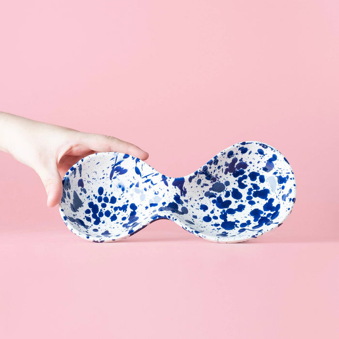 Blue Splatter Snack & Dip Serving Bowl
