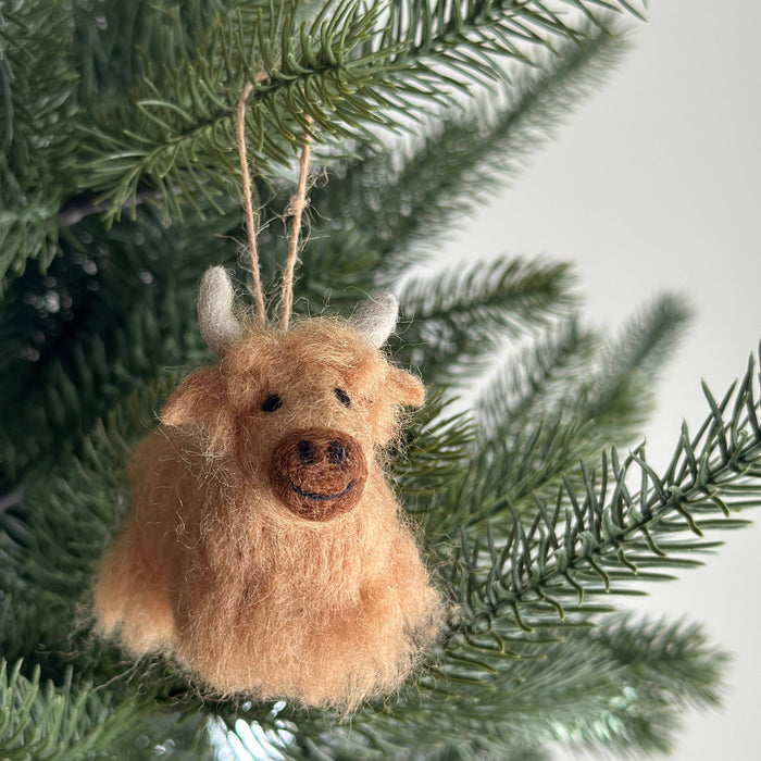 Felt Highland Cow Ornament