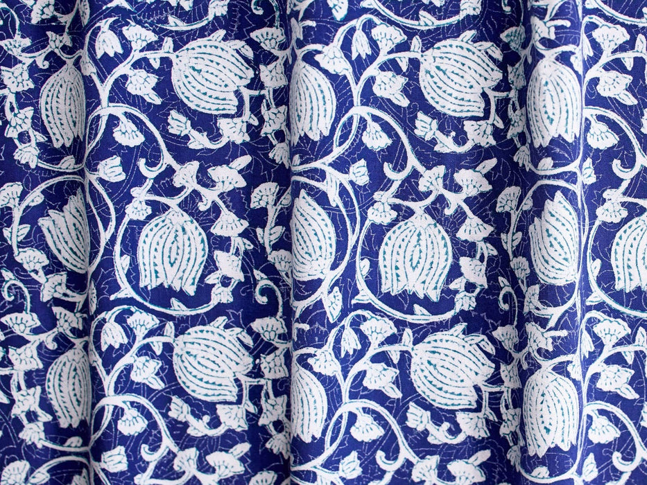 Round Tablecloth Blue Floral Midnight: 70"