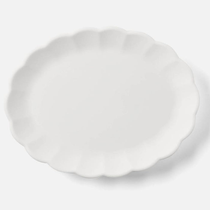 Iris White Scallop Melamine Oval Serving Platter