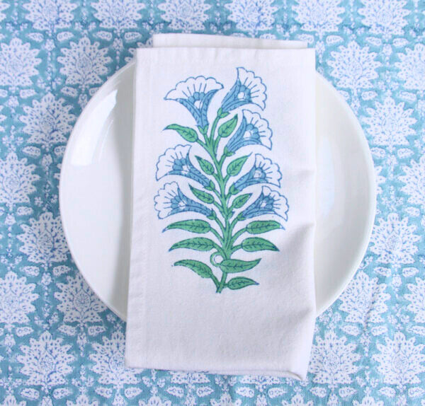 Poppy Green Cotton Napkins - Set of 4