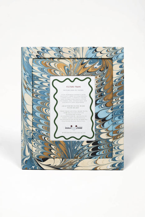 Hand-Marbled Picture Frame in Flatiron Feathers - 5x7