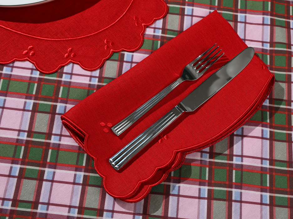 Eloise Red Linen Dinner Napkins - Set of 4