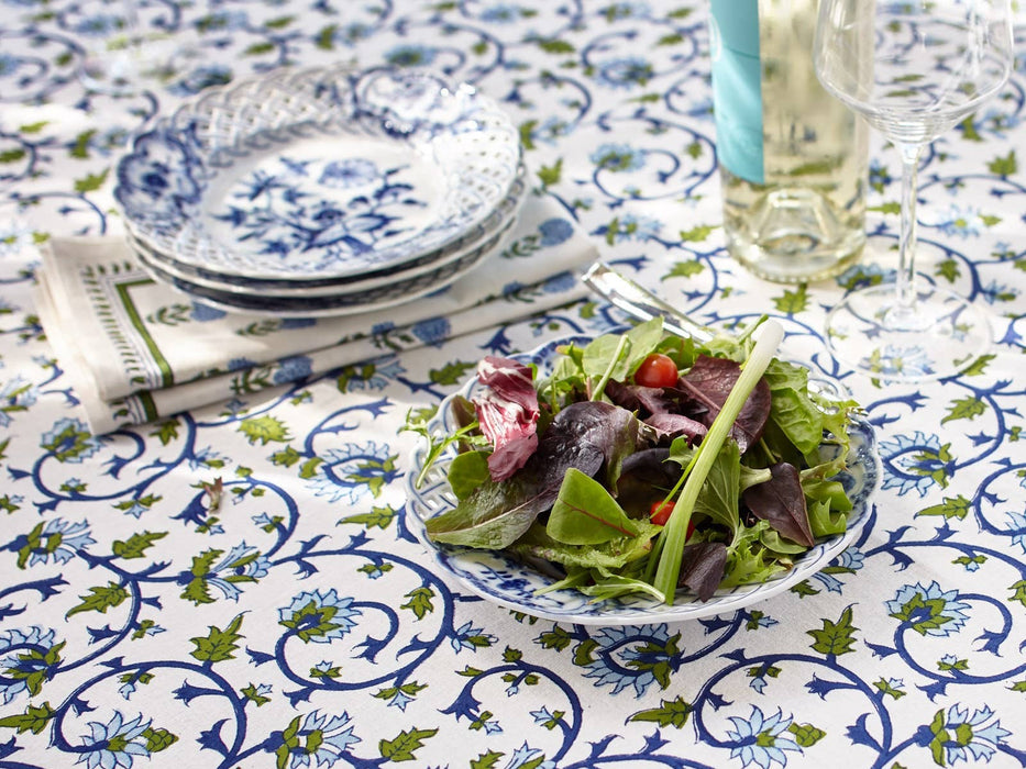 Rectangular Tablecloth Blue Floral Moonlit: 70x108