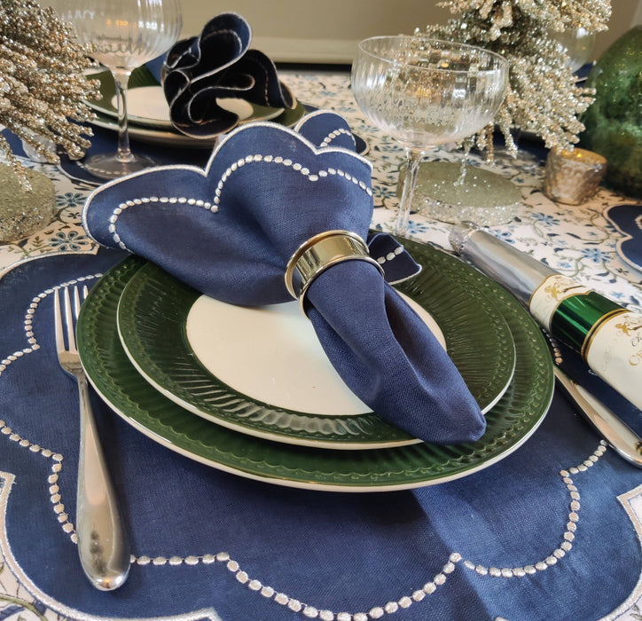 Navy Linen Napkins - Set of 4