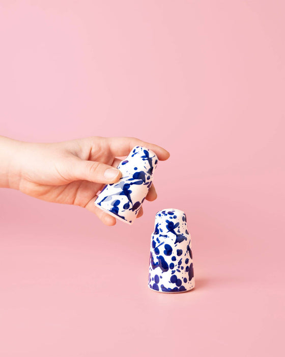 Blue Splatter Salt and Pepper Shaker Set