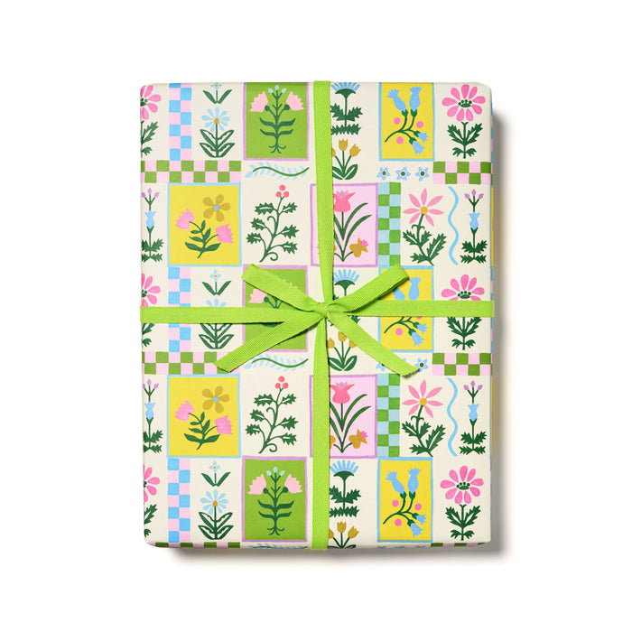 Retro Flower wrapping paper: Rolls of 3 sheets
