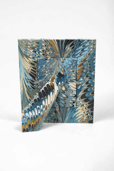 Hand-Marbled Picture Frame in Flatiron Feathers - 5x7