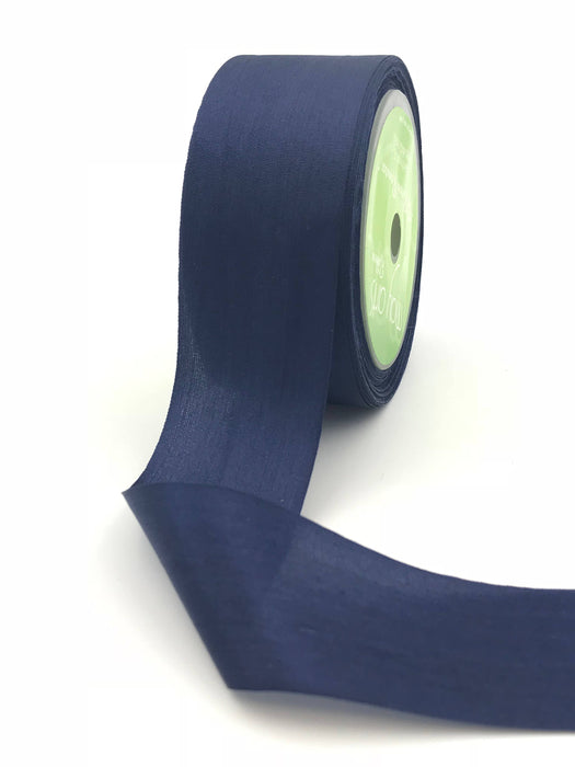 1.25" Navy Blazer Hand-Dyed Woven 100% Silk Ribbon