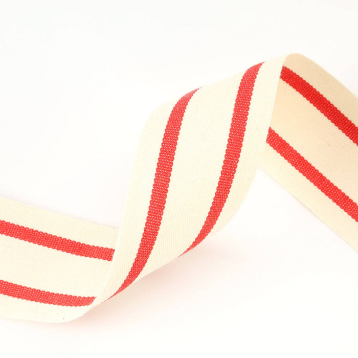 1 1/2" Striped White & Red Ribbon
