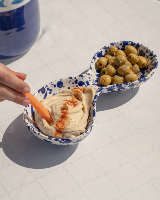 Blue Splatter Snack & Dip Serving Bowl