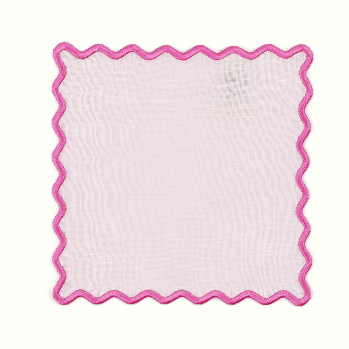 Pink Linen Square Cocktail Napkins - Set of 4