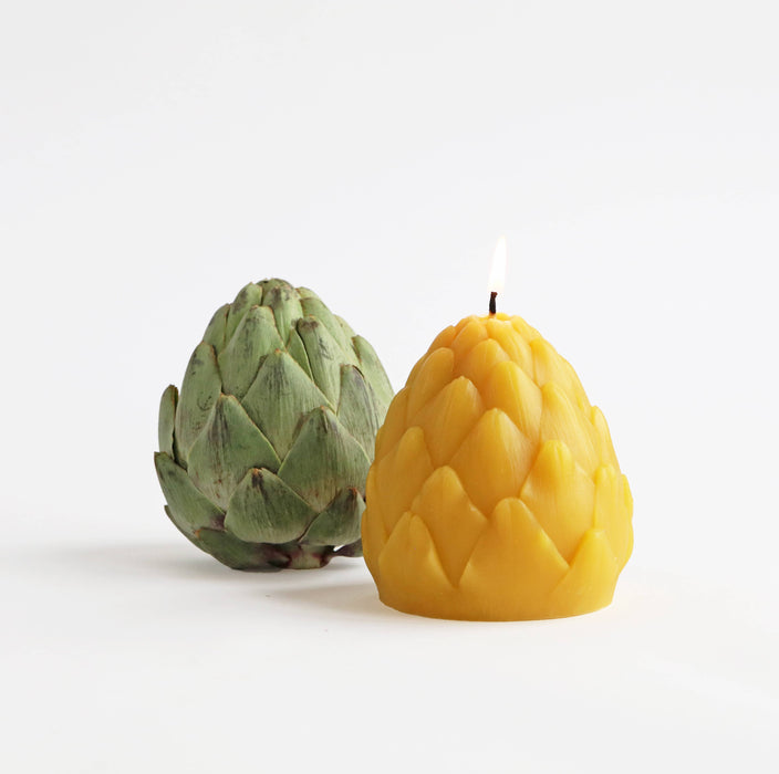 Green Artichoke Beeswax Candle