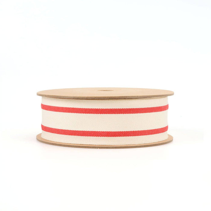 1 1/2" Striped White & Red Ribbon