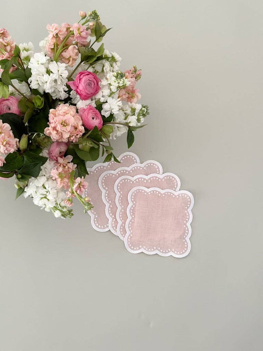 Pink Scalloped Cocktail Napkins - Set of 4