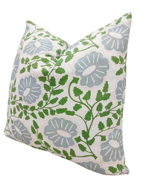 Lidia Paisley Green and Blue Pillow - 20"x20"