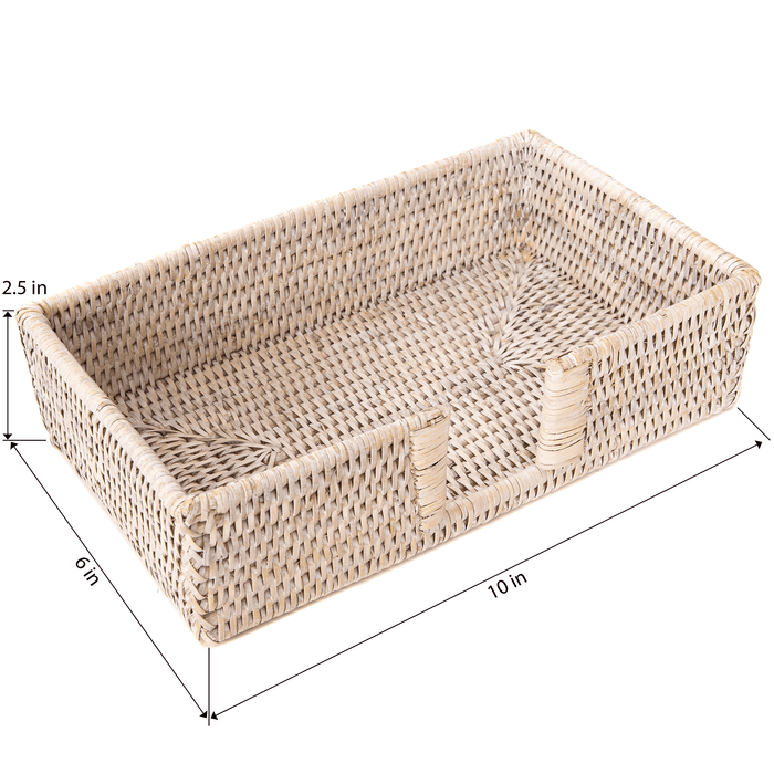 Rattan Guest White Wash Towel/Napkin Holder
