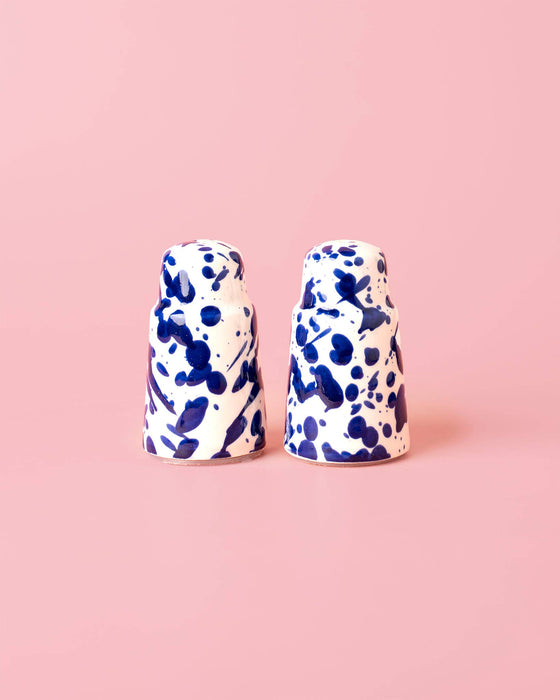 Blue Splatter Salt and Pepper Shaker Set