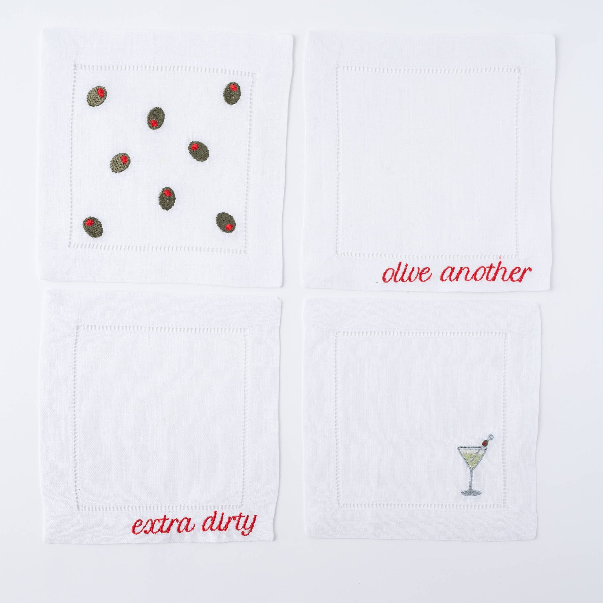 Martini Linen Cocktail Napkins – Set of 4