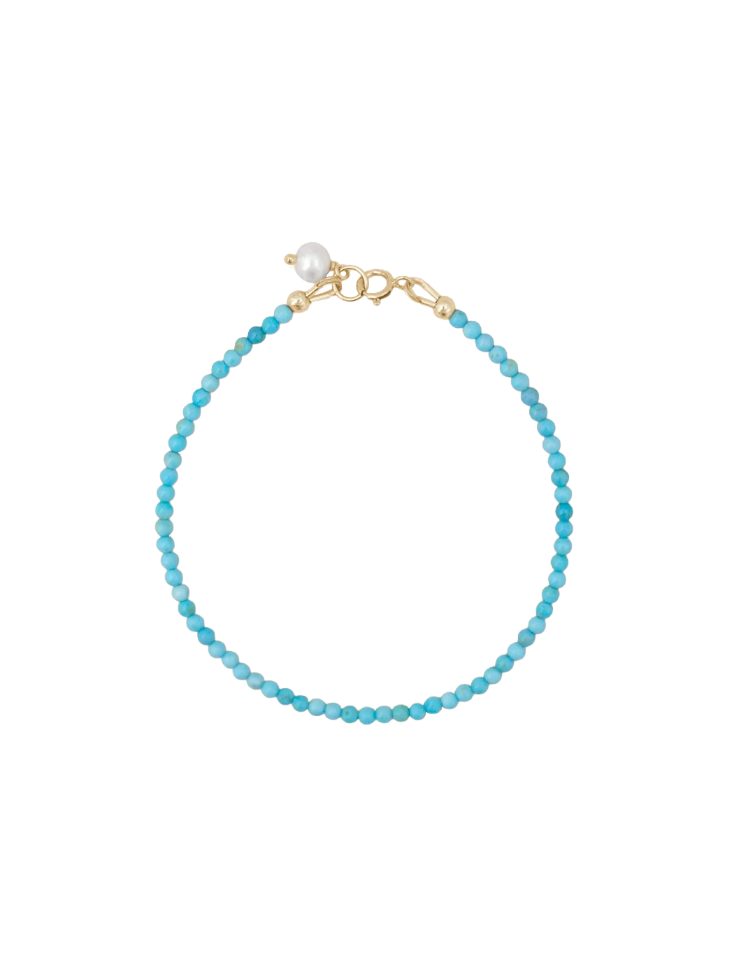Turquoise bracelet with gold clasp and fresh water pearl 