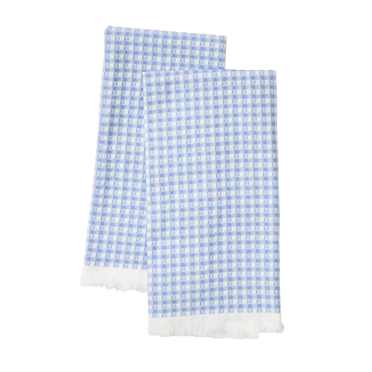 Set of 2 Dish Towels in Amalfi Blue with white fringe 