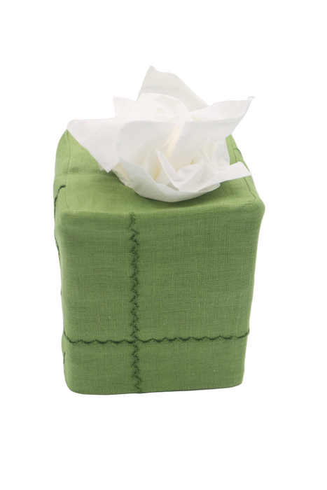 Autumn Green Embroidered Tissue Box Cover