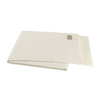 Beige blanket with fringe on a white background