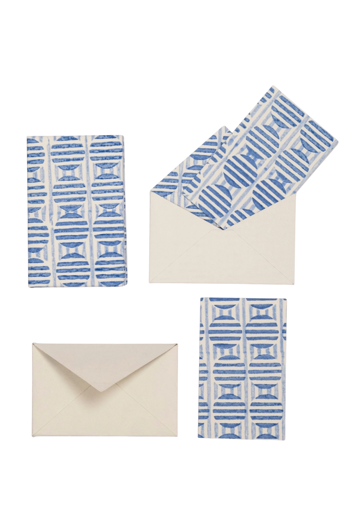 Blue Striped Circles Notecards - Set of 8