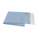 Light blue throw blanket with white fringe on a white background